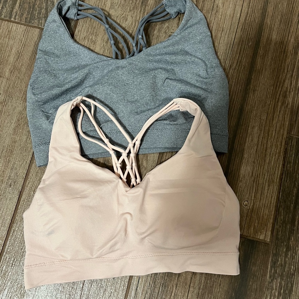 2 Pc - Women's Gray and Pink Sports bra set